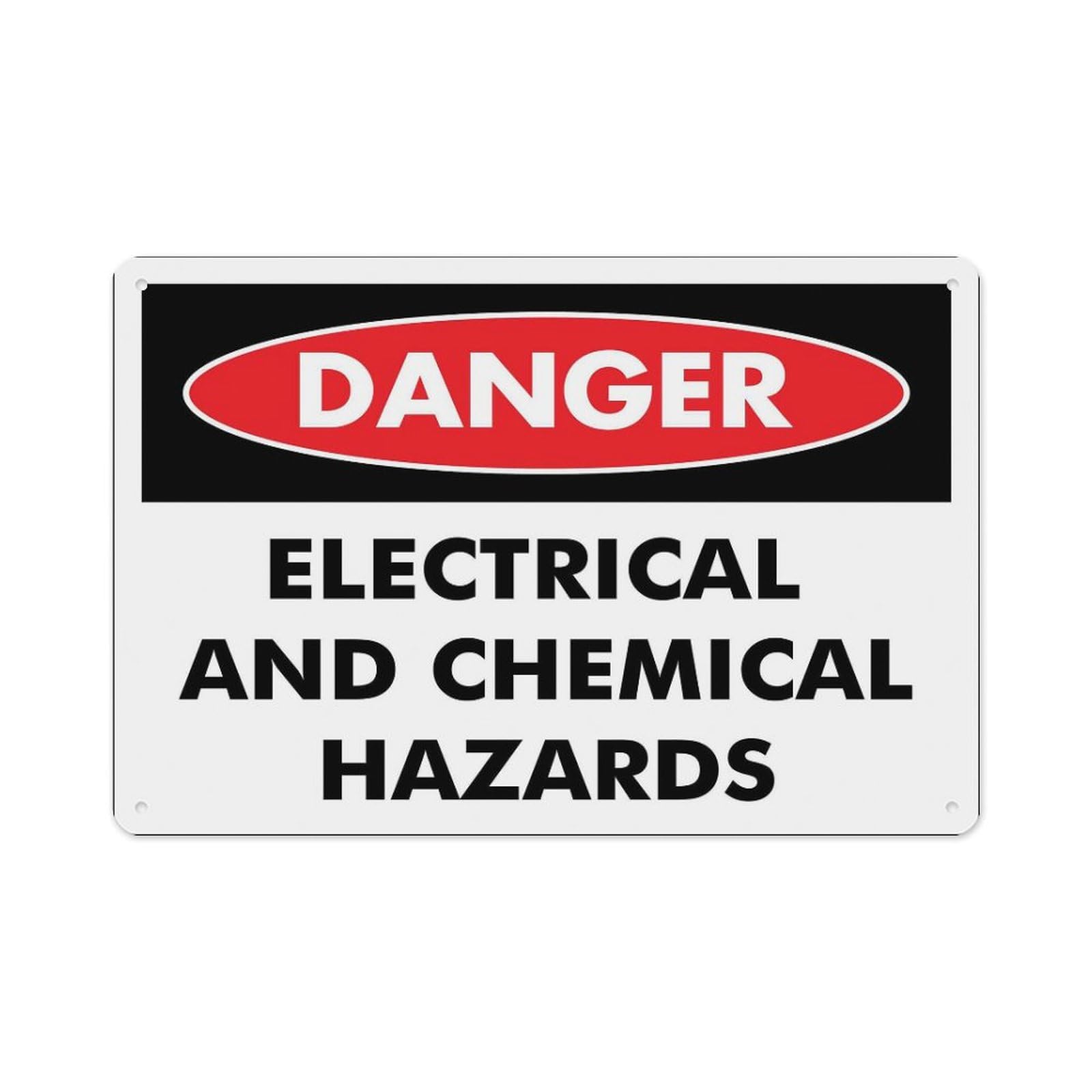 peiyeety Danger Electrical and Chemical Hazards Sign Aluminum Tin Warning Signs for Home Outdoor Garden 12X16 Inches