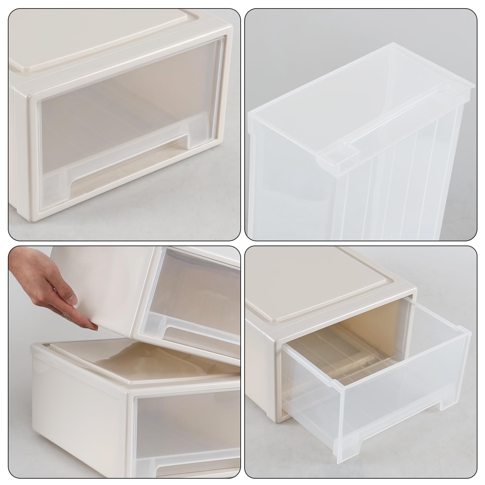 Cajones de almacenamiento de plástico de 18 L con cajones transparentes, cajones que ahorran espacio para organizar manualidades de oficina y hogar