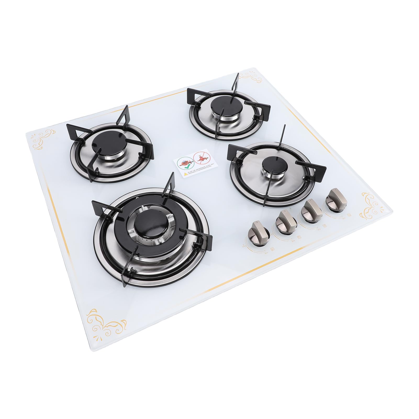 ZJchao Placa de Gas de 24 Pulgadas, Encimera de Gas Integrada, 4 Fuegos, for Cocina Apartamento Autocaravana y Cocina Exterior