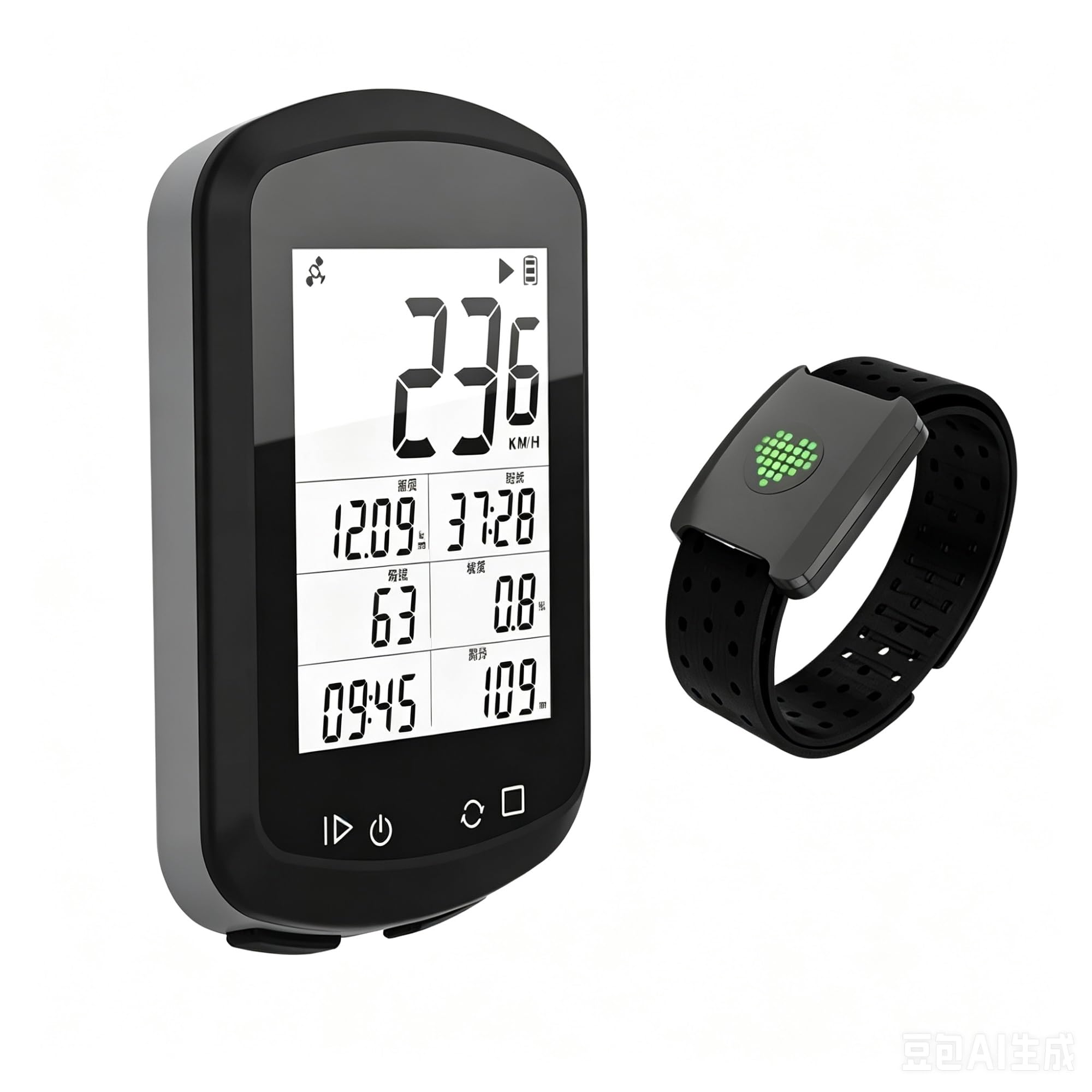 Odómetro inalámbrico impermeable de la bicicleta de BB18 IPX7 GPS for las bicicletas de montaña y de carretera | Cuentakilómetros inalámbrico para bicicleta de montaña BB18, resistente al agua (IPX7) (con GPS)(AGray-HR-Arm)