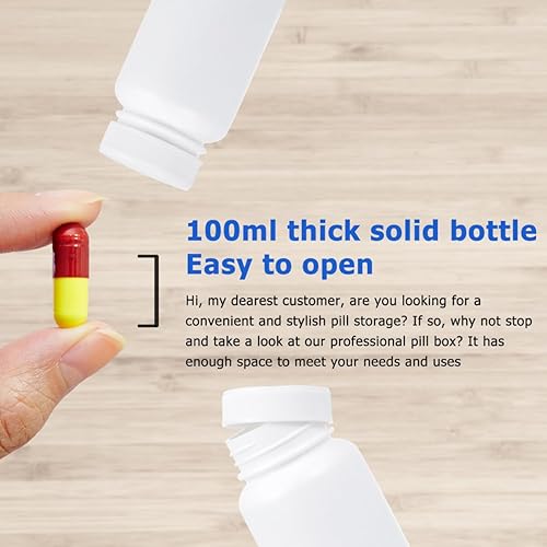 Miniatura 2 de Botella vacía de píldoras Botella de medicina de plástico 20 unids Portátil Tablet Container Case Botella de reactivo con tapas Cápsulas Contenedor