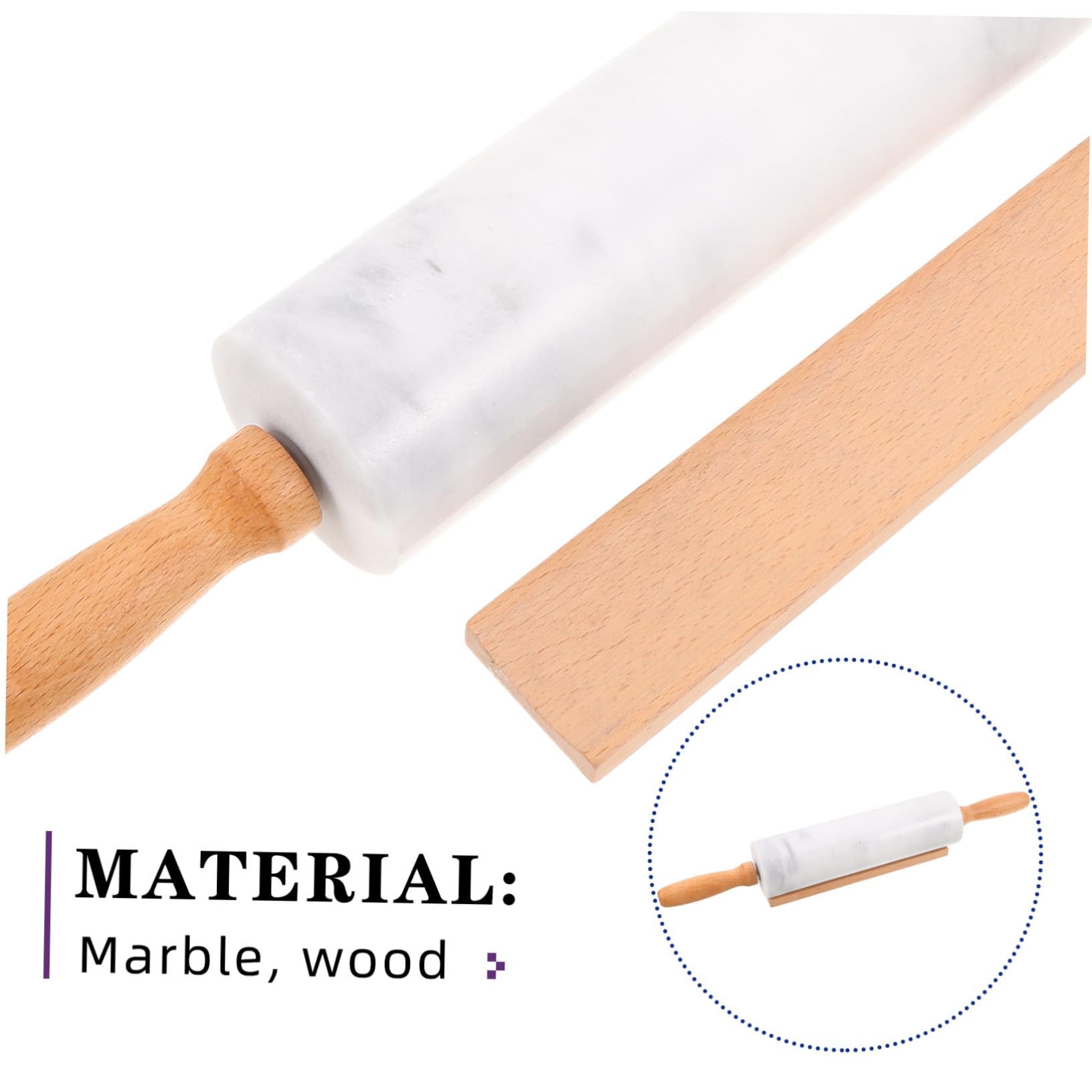 3 Piezas Rodillo de Mármol para Pasta Antiadherente Resistente Deformación para Masas Envoltorios de Dumpling Repostería y Cocina Profesional Diseño Ergonómico Cómodo Multiuso para