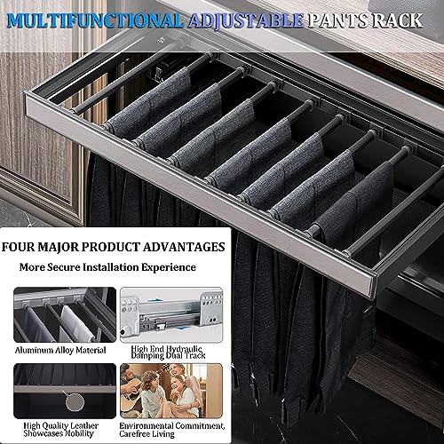 Largeur réglable et design robuste pour ce porte-pantalon rétractable multifonction - 5