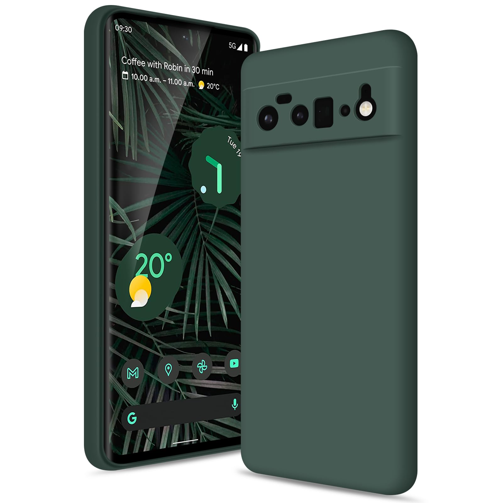 Btstring Hülle für Google Pixel 6 Pro, Hochwertiges Silikon Case, Ganzkörper Handyhülle mit Seidig-Weicher Berühren, Kratzfestes Weiches Mikrofaserfutter (Grün)