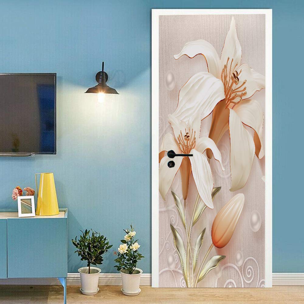 Sticker de porte trompe l'oeil lys 3D pour agrandir une pièce sombre