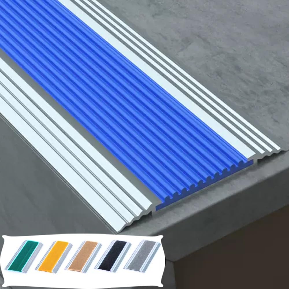 Cantos Escaleras Tiras Azul Tira Antideslizante Para Borde Escalonado Protección De Esquinas, Perfil De Borde De Escalera Con Tira De PVC, Perfil De Protección Para Borde Para Escalones(Blue,1