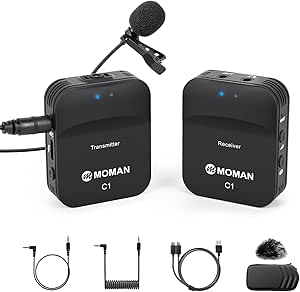 Moman C1 Lavalier Funkmikrofon 2,4 GHz Lavalier Mikrofon Wireless Mic ...
