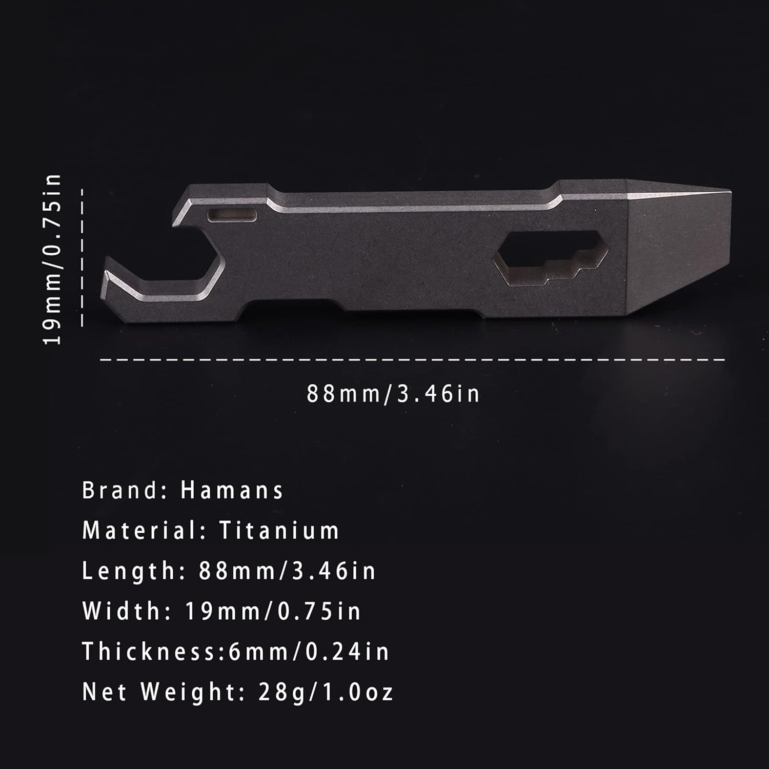 Titanium Multi Tool Pry Bar 3-in-1, Wrench & Bottle Opener, 3.46in Pocket Tool for Outdoor, Camping, Daily Use