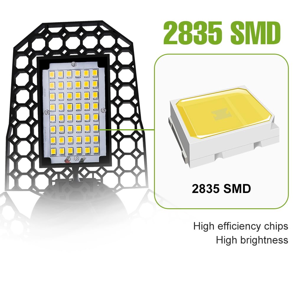 100W LED Deformable Lights 100-277V Wtih Adjustable Panels Foldable Warehouse Lamps 110V Commercial High Bay Ceiling lamp E26 — view 3