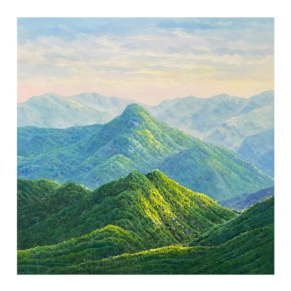 Toile murale verte pour habiller un grand mur vide : paysage texturé 120x120