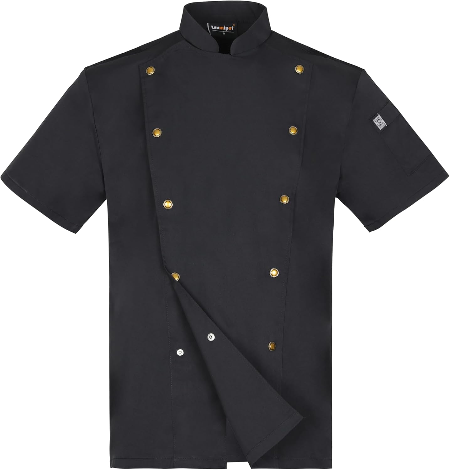 Unisex Chef Coat Metal Buckles Chef Jacket Double-breasted Short Sleeve Chef Shirt Convenient for Working Chef Uniform