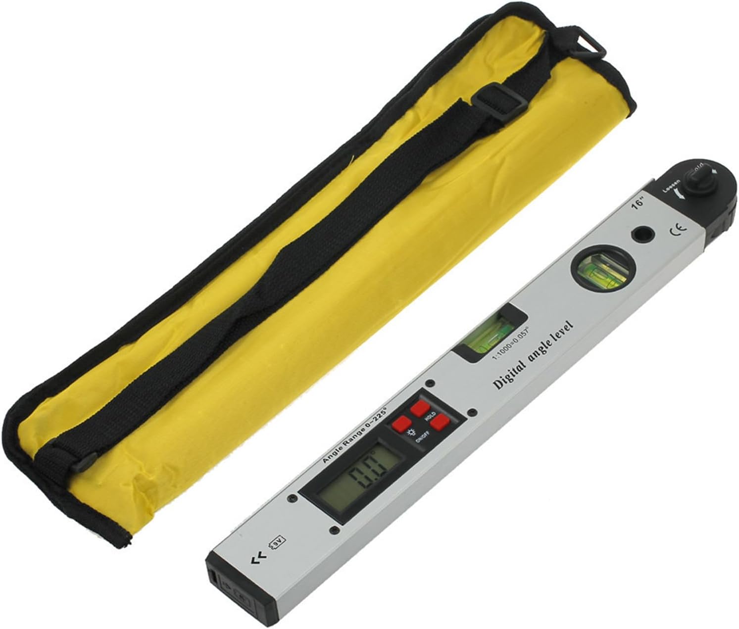 16 Inch Digital Angle Level and Electric Protractor with Backlit LCD Display, 0-225 Degree Measuring Range, 0.1 Degree Stepping Adjustment, Aluminum Alloy Woodworking Angle