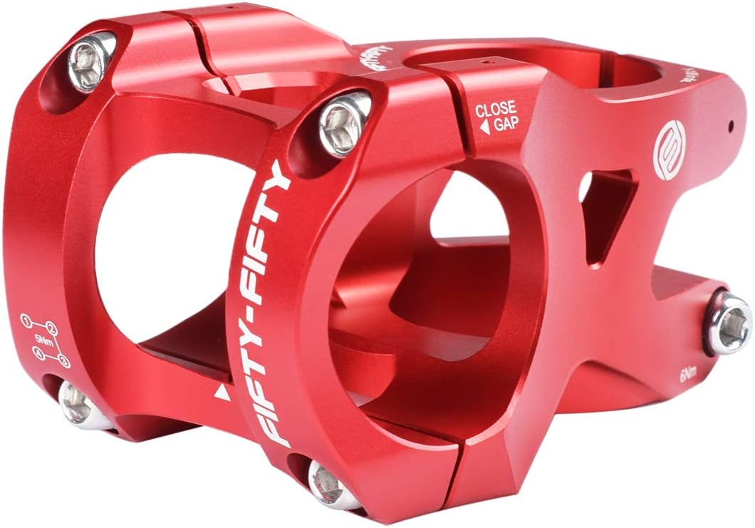 FIFTY-FIFTY Aluminum Alloy Mountain Bike Stem for 1-1/8 Steer Tube 31.8mm Handlebar, Headset Top Cap with Titanium Bolt for All Mountain, MTB, Downhill, Freeride