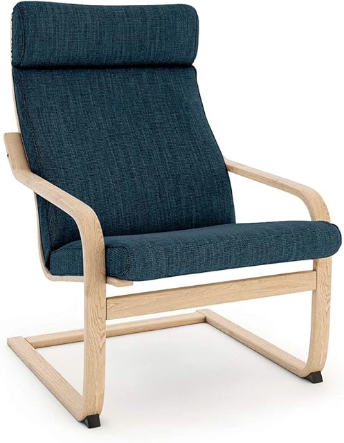 Vinylla Armchair Replacement Cover Compatible with Ikea Poang (Cushion Design 3, Polyester - Navy Blue)