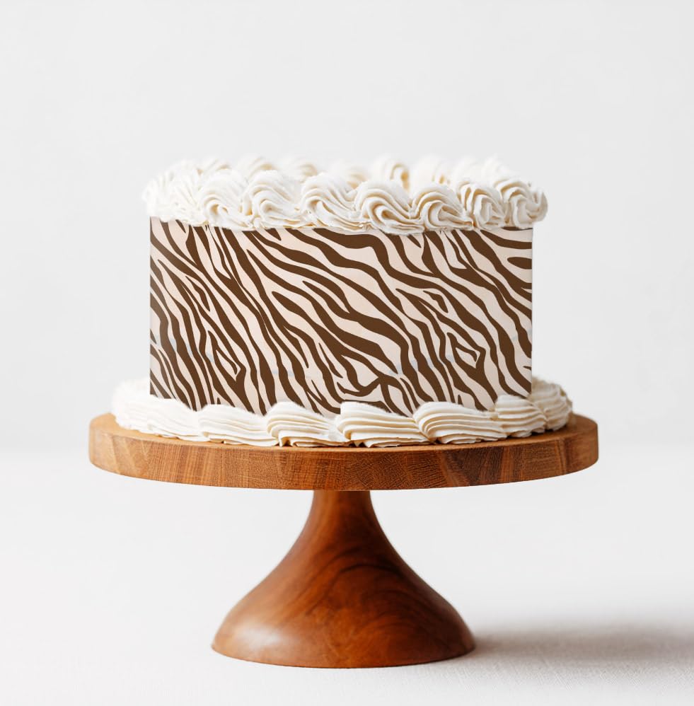 Decoración para tartas con estampado de tigre bohemio pálido y jungla | Hoja de glaseado de alta calidad o papel de oblea | Decoración de pastel para regalo de panadería, cumpleaños de niños, boda