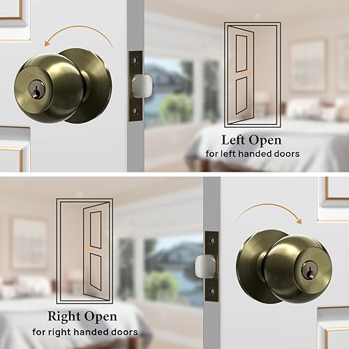 Miniatura 6 de VICMEON Paquete de 2 perillas para puerta de paso sin llave, cerradura interior reversible de diseño resistente, pomos de puerta de paso interiores