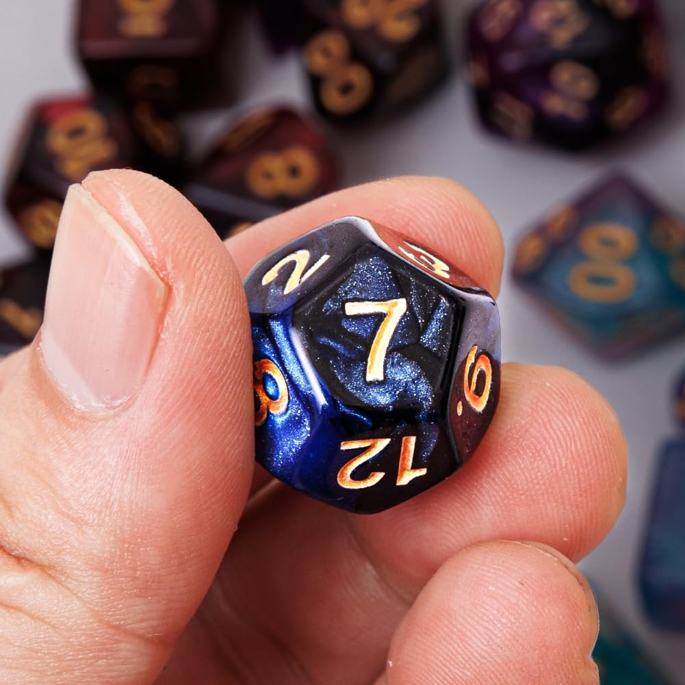 DND - Set di 42 dadi poliedrici per giochi di ruolo da tavolo di D&D e MTG, con sacchetti colorati con coulisse e vassoio per dadi (vassoio a stella)