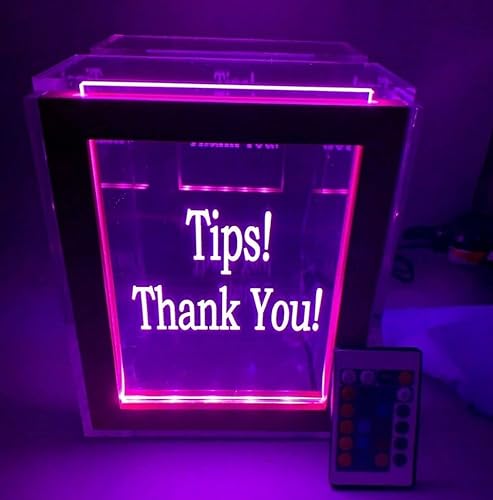 Miniatura 3 de Llamativa caja de punta iluminada personalizada grande de 7 pulgadas de ancho x 8.5 pulgadas de alto, tarro de dinero con luces LED de 16 colores,
