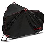 Topcrown Bike Cover Waterproof Outdoor Storage for 1 Bike, Bicycle Cover Rain Sun UV Dust Wind Proof with Storage Bag for Mountain Road Bike/Ebike (420D Black+Red, XL Size for 1 bike)