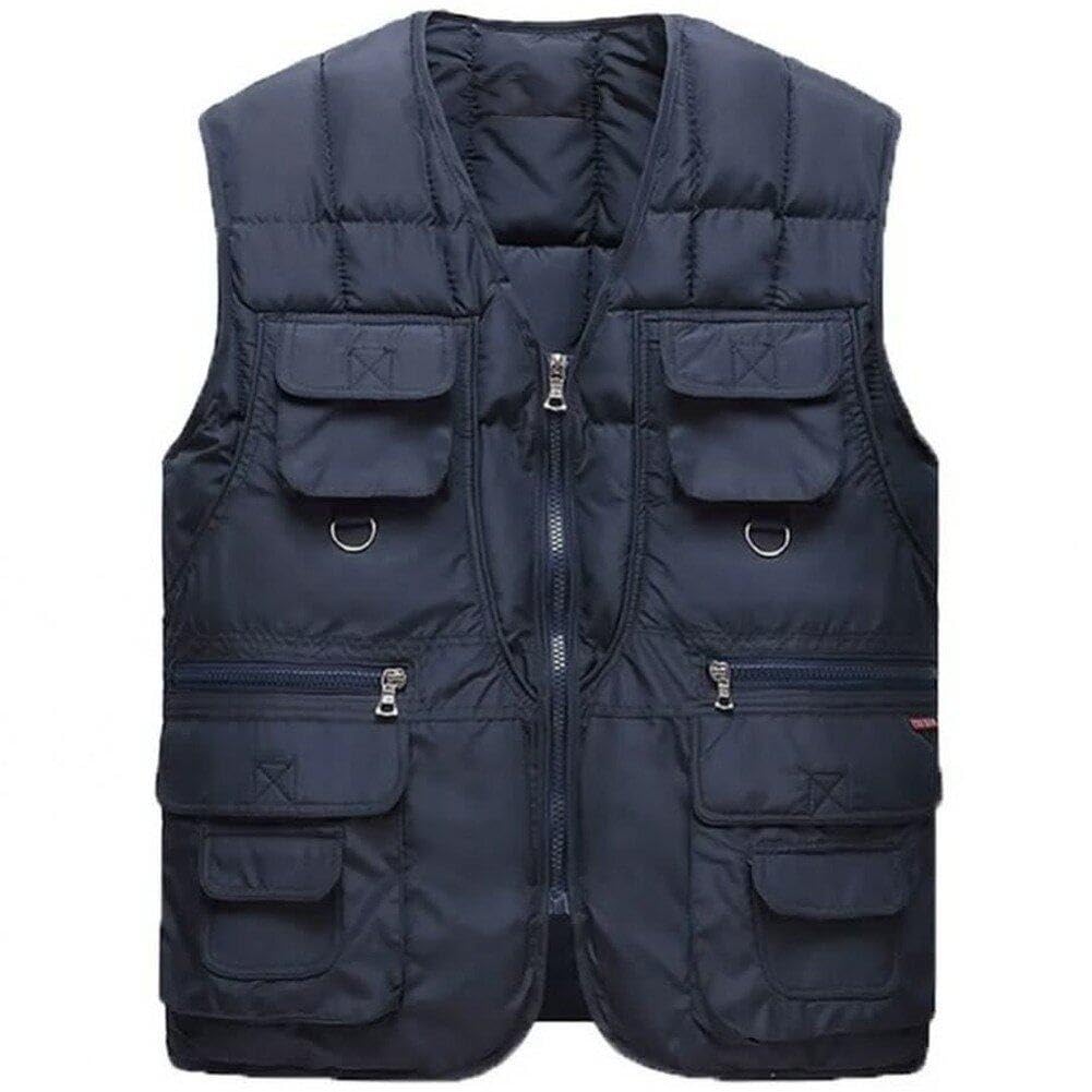 Gilet de pêche homme thermique multi-poches contre le froid d'hiver