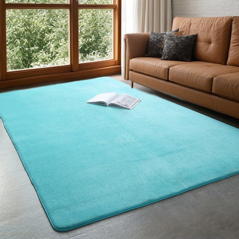 Tapis en flanelle de couleur unie 90x150cm rectangulaire pour salon et chambre