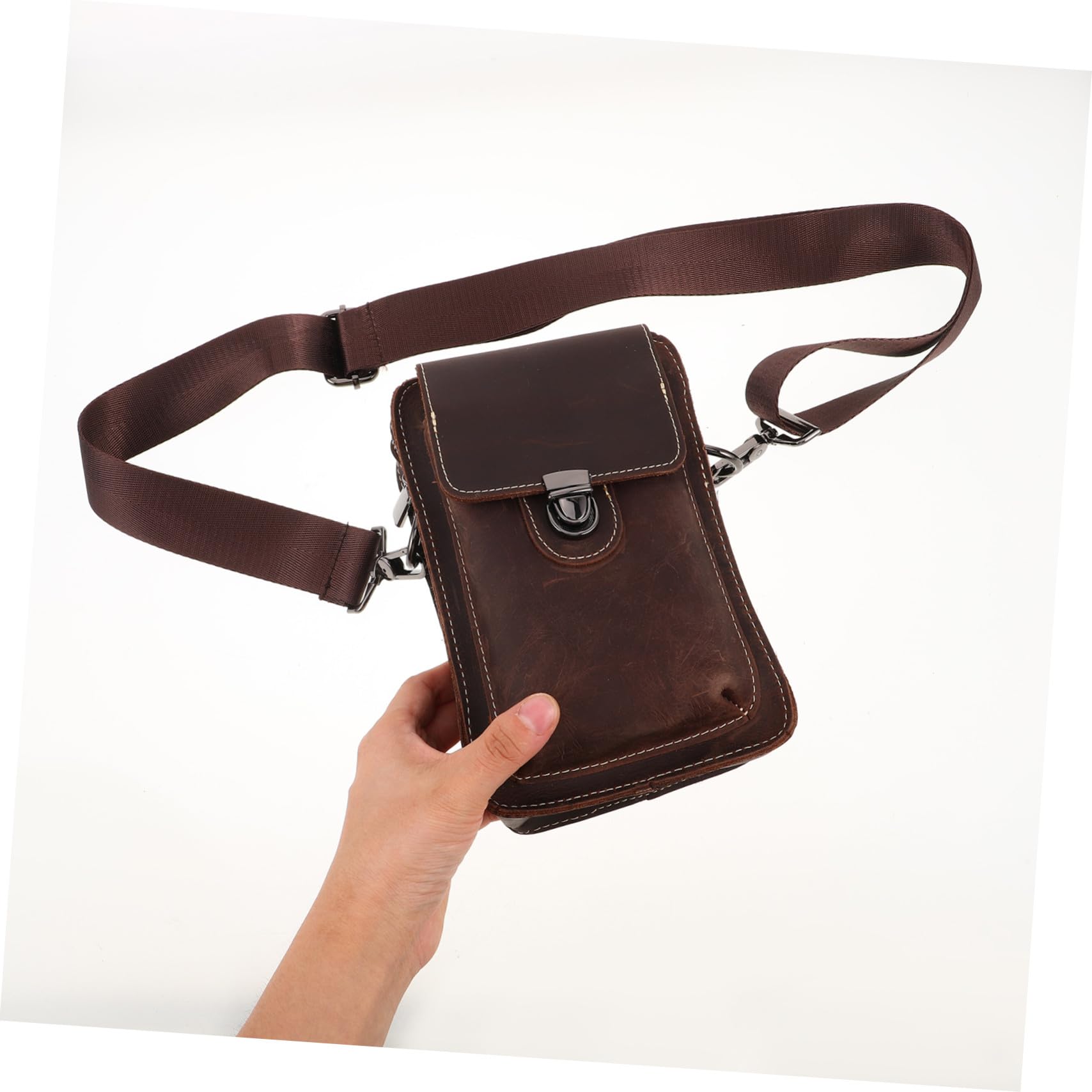 CALLARON Elegancka Skórzana Torba Telefon Ramię i Regulowany Pasek Wielofunkcyjna Torebka Telefon Do Noszenia Crossbody Mężczyzn i Kobiet Torba Podróżna Kolorze Kawy