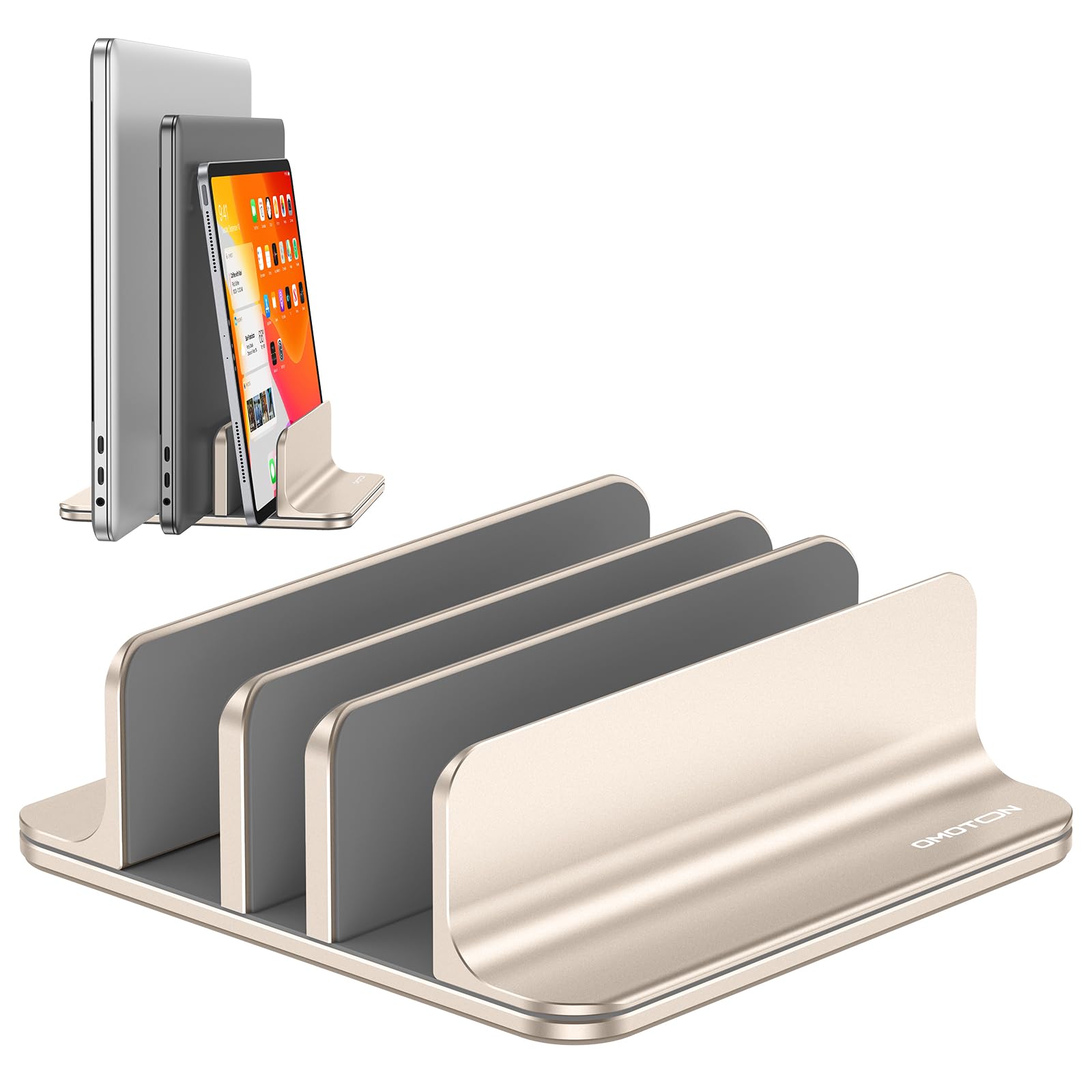 OMOTON 3-Slot Multiple Vertical Laptop Stand, Fits MacBook, Starlight