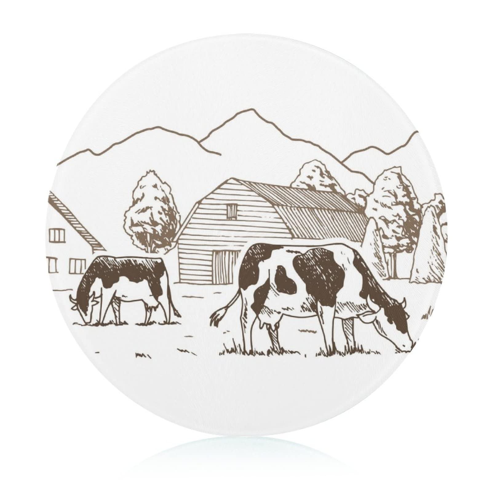 Planche à hacher les aliments design vache de ferme en taille 20 cm