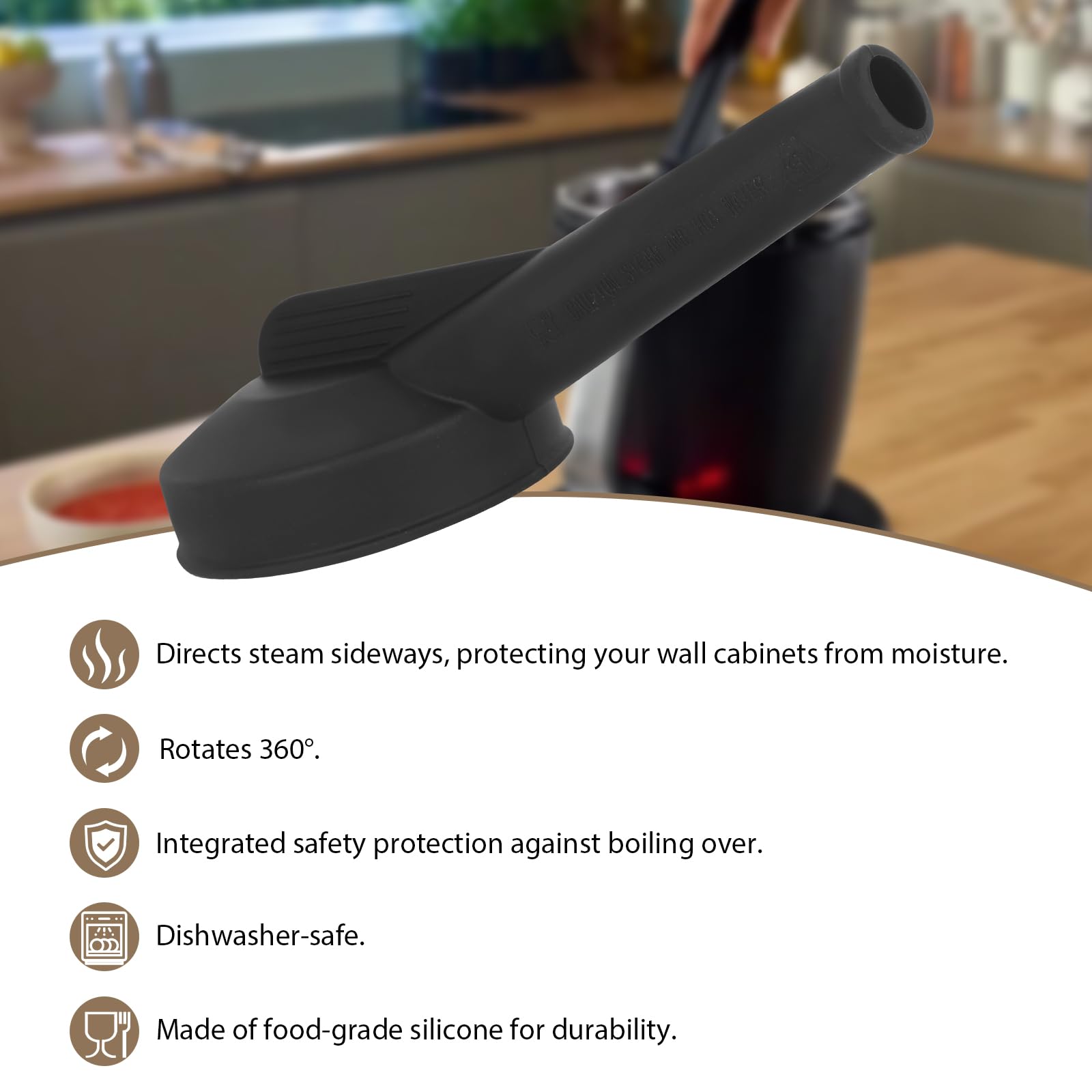 Przekierowywacz pary kompatybilny z Thermomix TM7, obrotowy o 360° komin odparowywania z zabezpieczeniem przed przelaniem, nakładka do odprowadzania pary do szafy, komin, ochrona mebli, odssawanie