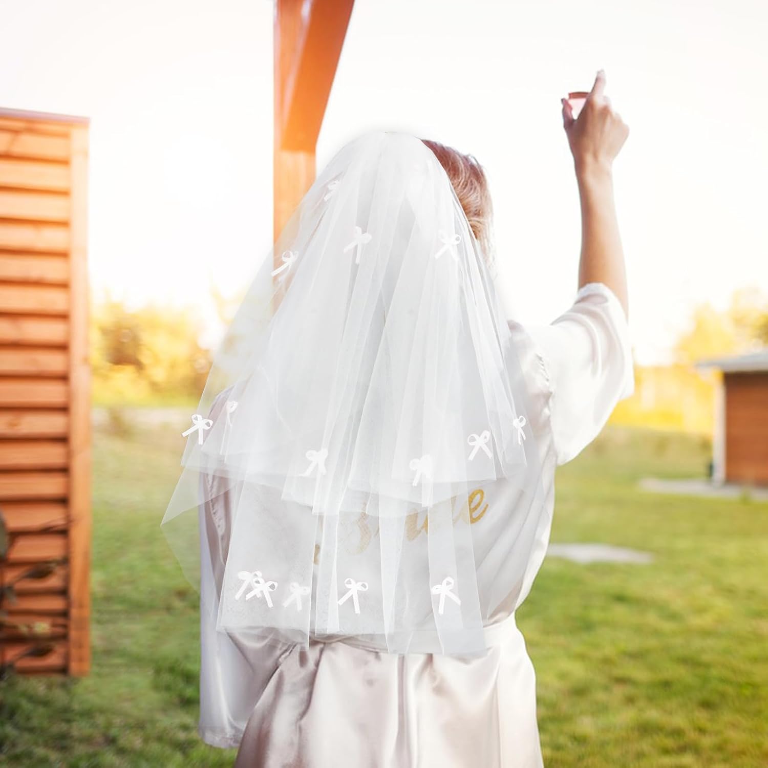 Jaciya Wedding Veil with Bows | Bachelorette Party Decorations