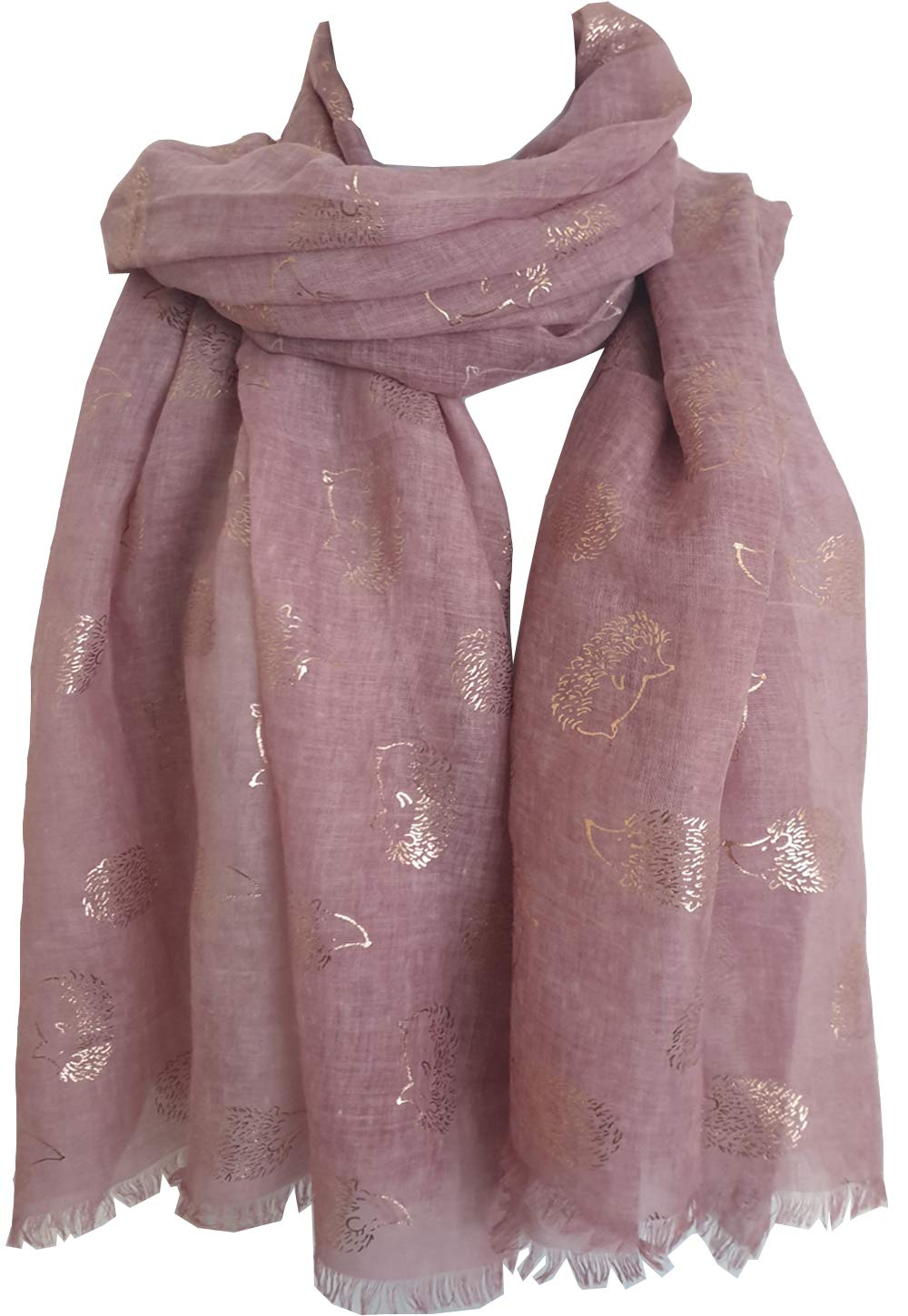 Glamlondon Women's Pink Hedgehogs Print Scarf (Pink)