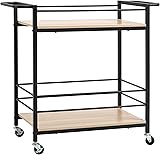 HOMCOM Küchenwagen Servierwagen Aufbewahrungswagen Beistellwagen mit 2 Ebenen und Griff Rollenwagen für Küche Esszimmer Belastbarkeit 60 kg Spanplatte 82 x 40 x 75 cm