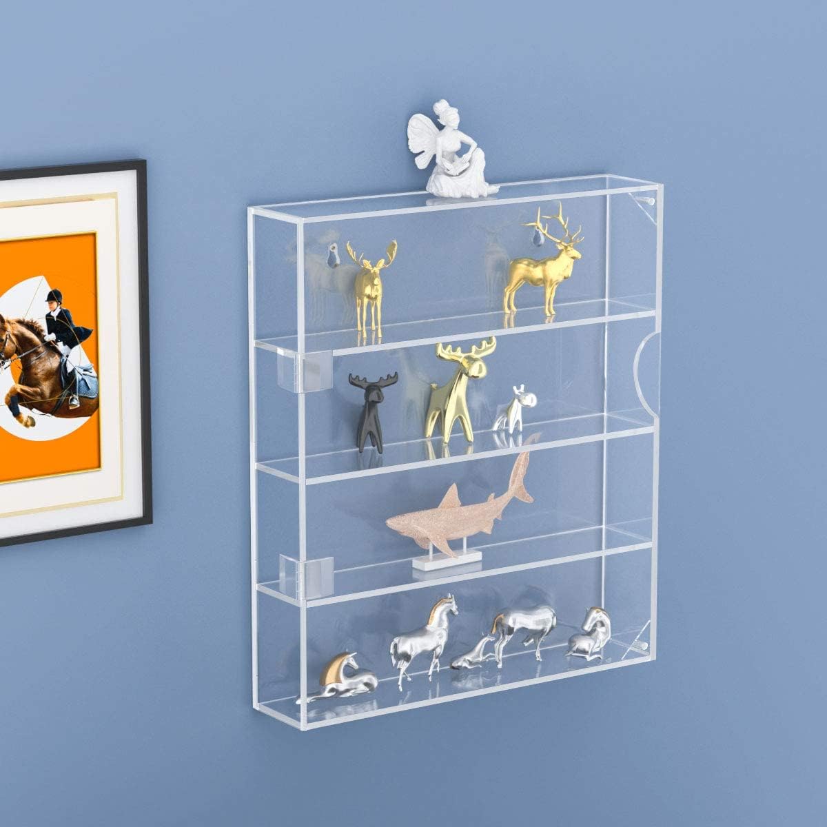 Vitrine en acrylique transparent pour mini figurines Funko Pop avec lumière, armoire de rangement à 2 couches pour jouets, mini figurines, objets de collection, pierres de roche, cristaux, finition en