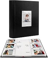 Vista 10 de Álbum de fotos para cámara Fujifilm Instax Mini, cubierta de cuero, 180 bolsillos, álbum de fotos de 2 x 3 con espacio de escritura para cámara Azul