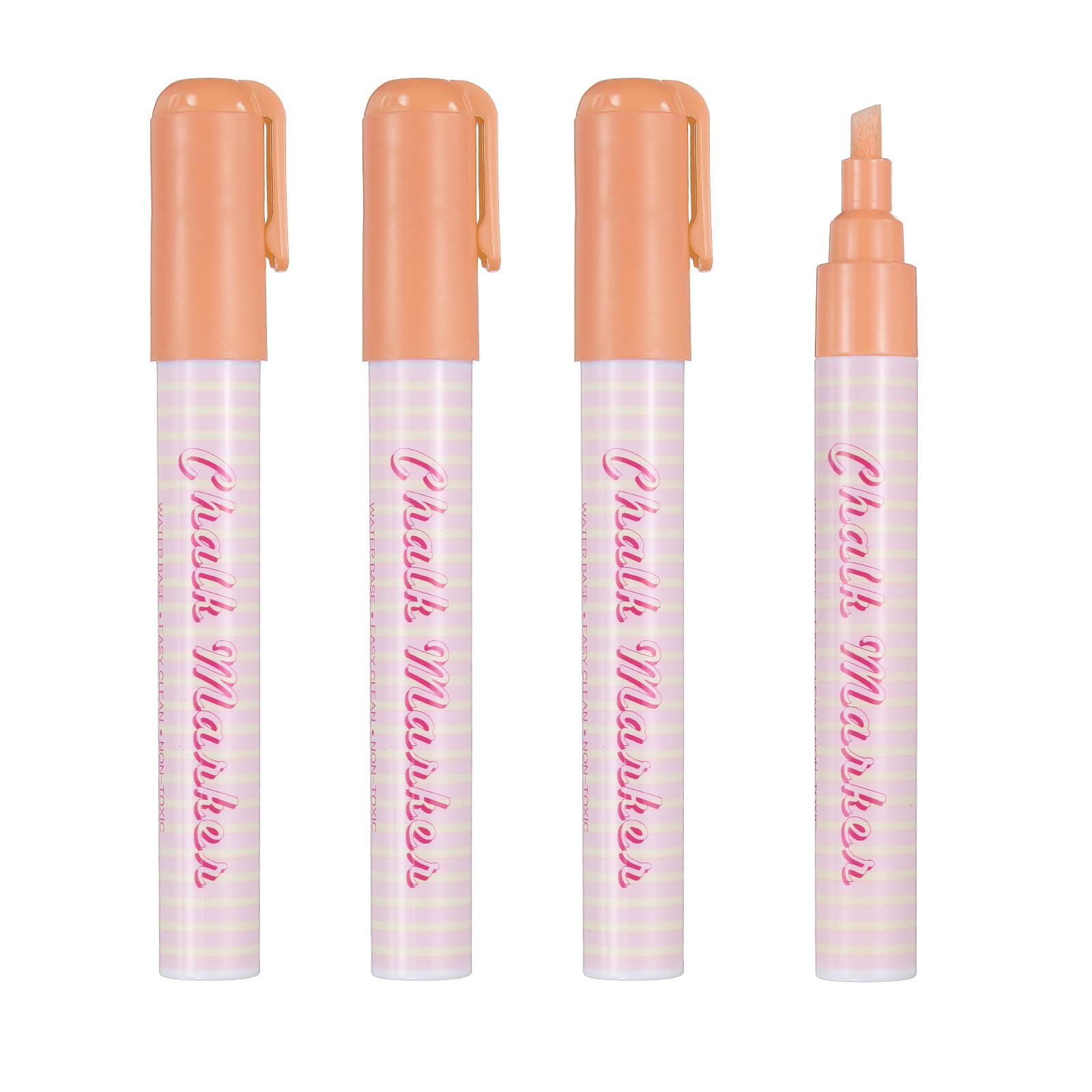 PATIKIL Liquid Chalk Markers 6mm, 4 Pcs Chalkboard Markers, Dry Erase Chalk Pens with Erasable Wide Fine Tip Wet Erase for Chalkboard Windows Blackboard Car Mirror Glass, Light Orange โ image 1