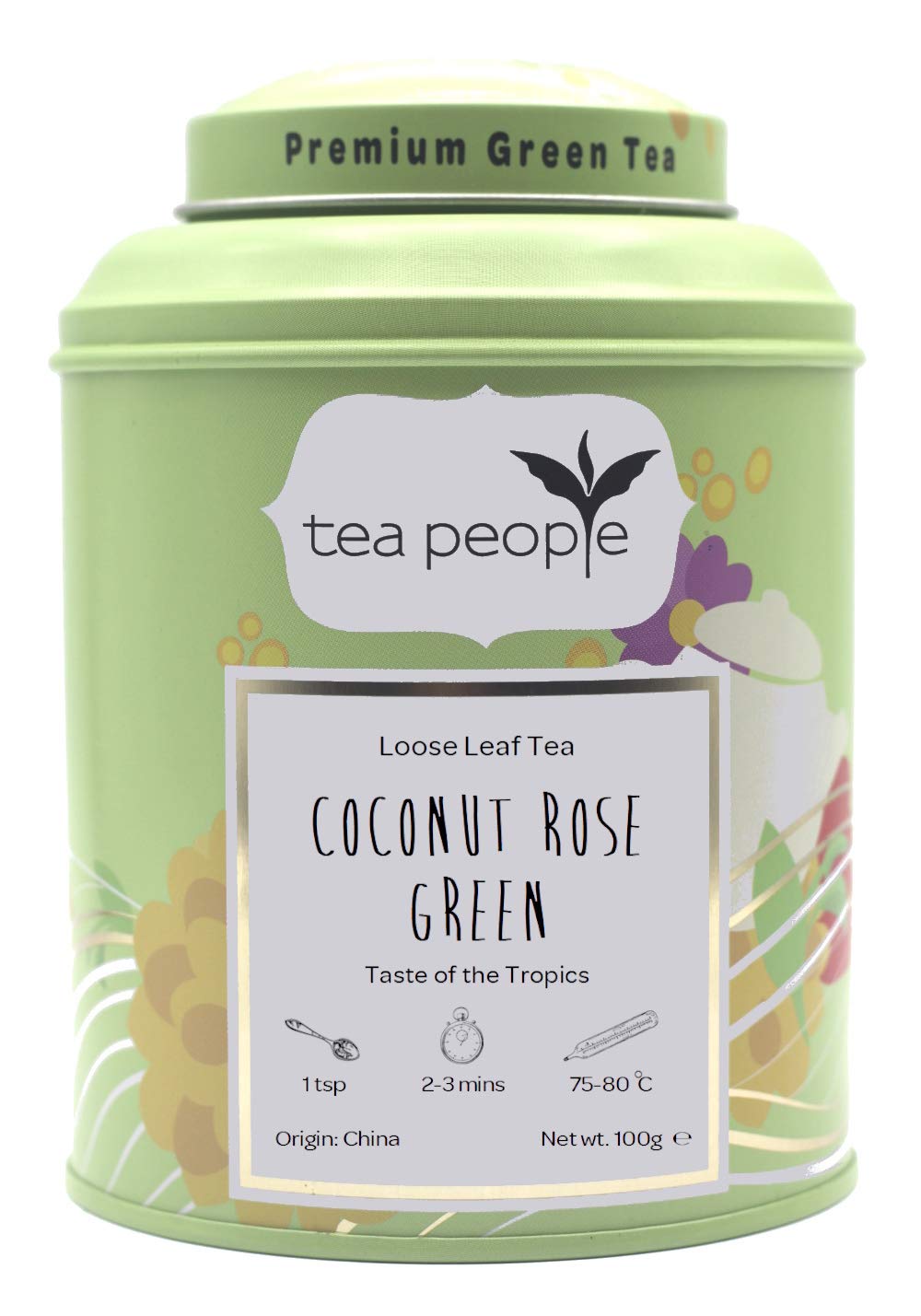 Tea People Coconut Rose Green Loose Tea Caddy 100g