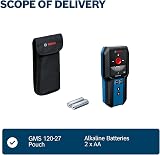 Bosch Professional Ortungsgerät GMS 120-27 (2xAA Batterien, max. Detektionstiefe Nicht-magnetisches Metall/magnetisches Metall/Spannungsführende Leitungen/Holz: 120/100/50/30 mm, Schutztasche) - 6