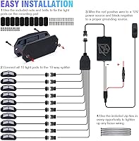 Vista 6 de Xprite Jeep Rock Lights 10 Pods Kit de Luces LED RGB Bluetooth de Ángulo Amplio Rocklights, Kit de Iluminación de Neón Multicolor para Hueco de Pies