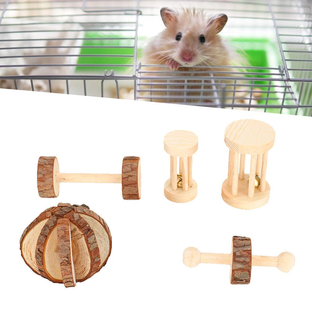 YOUTHINK 5 Unids/Set Pequeño Juguete para Mascotas, Juguete De Seguridad De Madera Juguete Dientes Molares Juguete para Conejo De Guinea Hamster Rata Rata