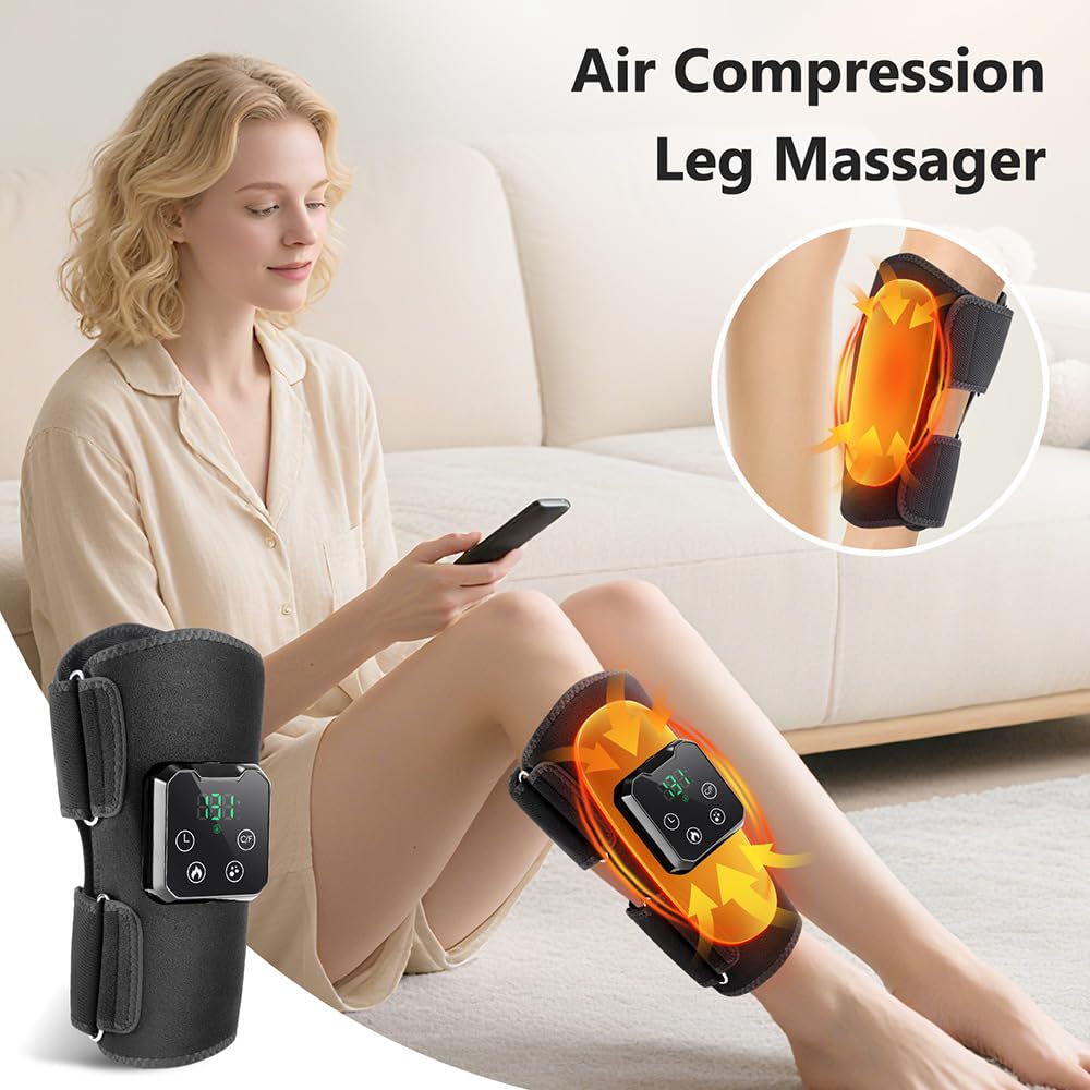 Massaggiatore per Polpacci, Massaggiatore per Gambe Senza Fili con Calore e Compressione massaggiatore per Circolazione Sanguigna Rilassamento Muscolare