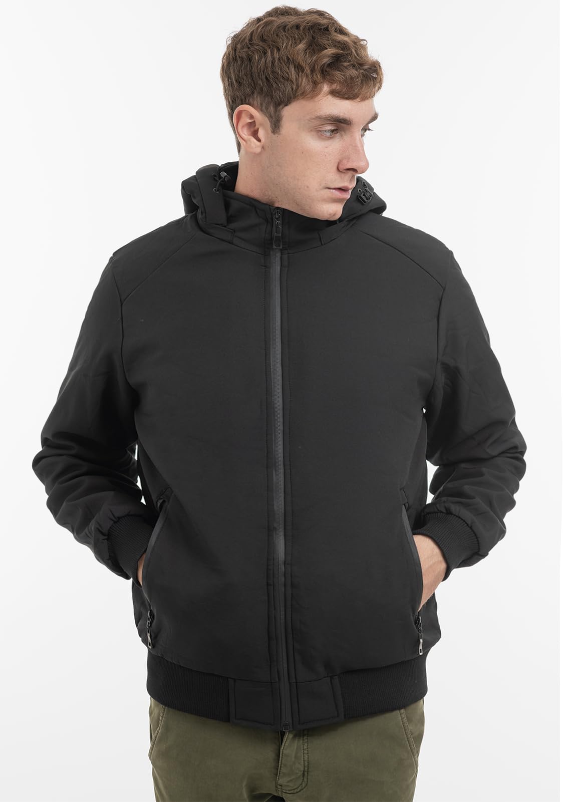 TONY BACKER Giacca Uomo Invernale Softshell Impermeabile Antivento con Cappuccio Staccabile, Giubbotto Cappotto Casual Trekking 3510