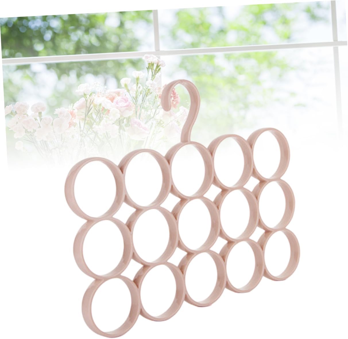 TIDTALEO Rings Multifunctional Scarf Organizer Rack Pink Space-Saving Storage for Scarves Ties Belts and Shawls Closet for Accessories Organization