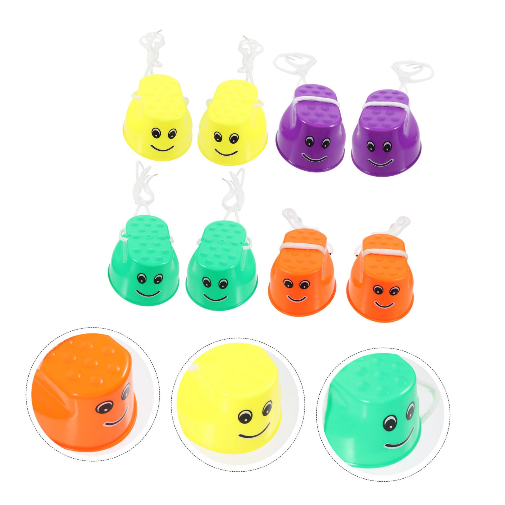 Toyvian 4 Pares de Zancos de Cubo para Niños Diseño Antideslizante de Plástico, Juguetes Divertidos para Desarrollar Habilidades Motoras en Juegos al Aire Libre