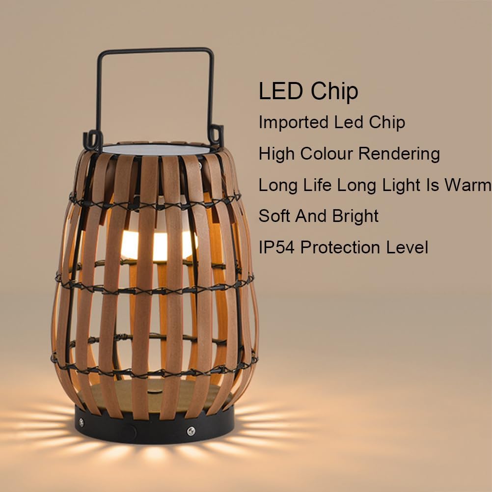 Waterproof Outdoor Floor Lamp Led 5w Battery Wall Light Rattan Imitation Solar Rechargeable Table Lamp with Remote Control Antique Outdoor Table Lamp Without Power Connection Outdoor Light Warm L