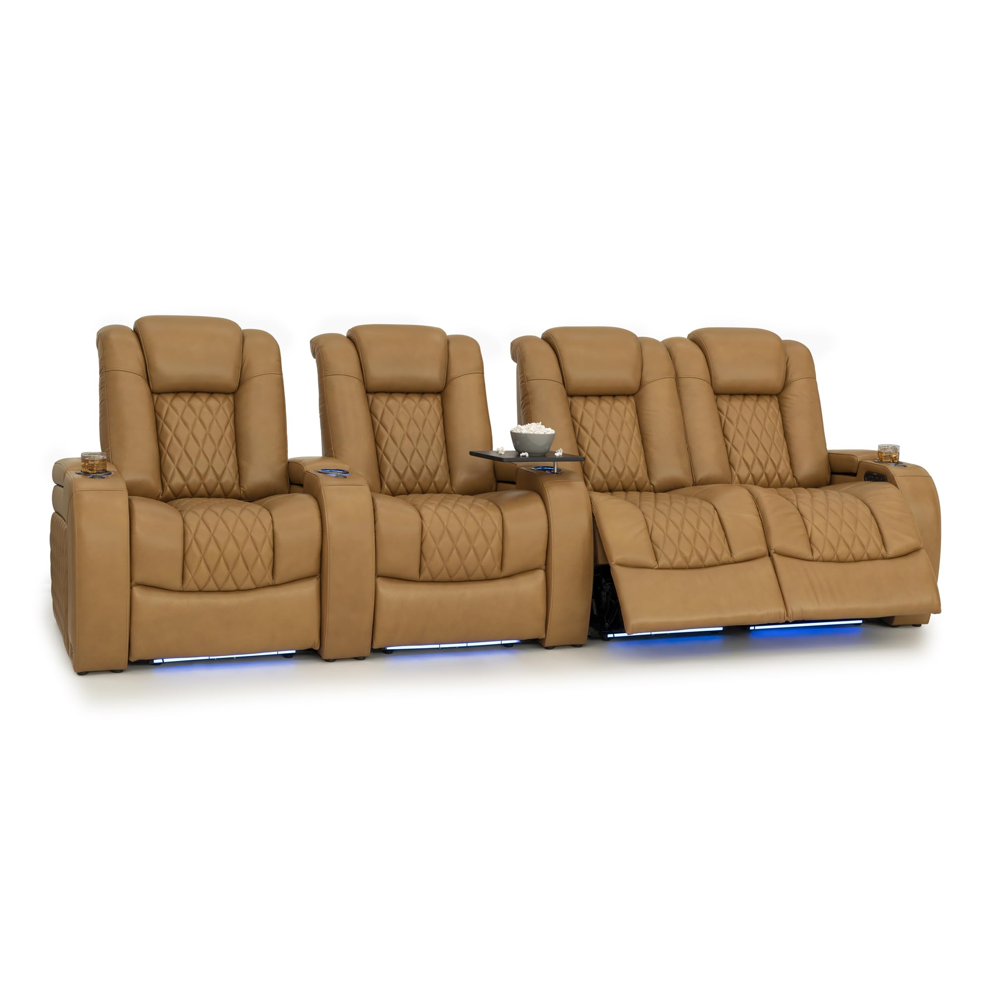 Seatcraft Diamante Home Theater Seating Tan Oak Row of 4 Right Loveseat