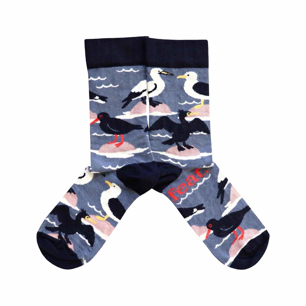 Feat Sock Co Unisex Seabird Cotton Crew Socks – Fun Design, Uk Sizes 4–7 & 8–11 (Uk, Numeric, 4, 7, Regular, Regular, )