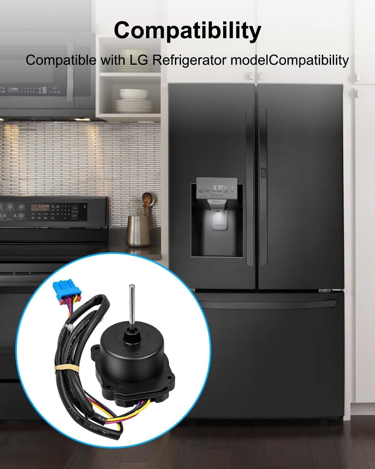EAU65058502 - Motor de ventilador de condensador para refrigerador LG, reemplaza AP7178309 PS16662422 EAP16662422, código de error de reparación (CF E), 12 V 1 A, 4 pines