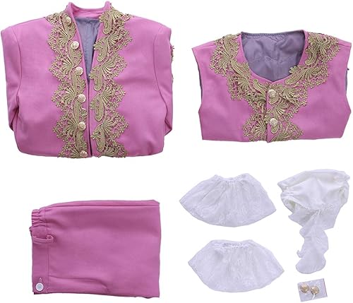 Miniatura 6 de Disfraz victoriano de hombre rococó, chaqueta, chaleco de príncipe, cosplay, Halloween (XL, rosa), talla XL, Rosado