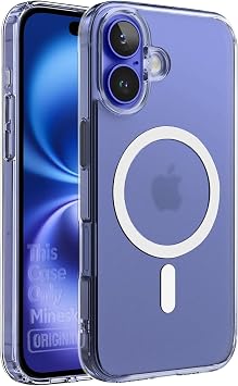 Minesk iPhone 17 için MagSafe ile Uyumlu SuperMatt Serisi - Arkası Sert MAT Materyal - Kenarları Yumuşak Şeffaf - Metal Tuş Takımı - Şeffaf Silikon Kılıf (Manyetik, 17)