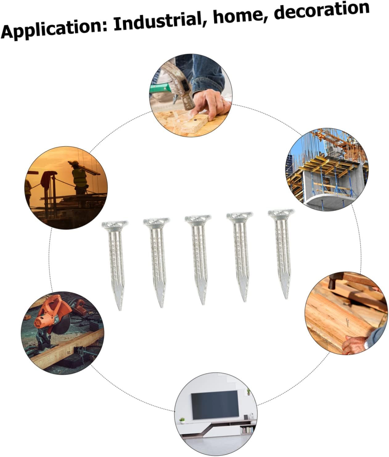 ULTECHNOVO 310pcs Coated Steel Nails Point Tip Wall Nails for Cement Concrete Corrosion-resistant Hardened Colors